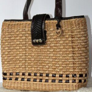 Brighton Parma Raffia Tote Ferrara Black & Flax Shoulder Bag TOTE